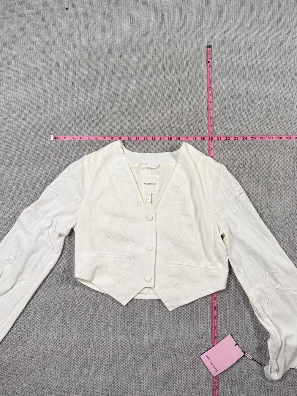 Avec Les Filles Off White Embroidered Long Sleeve Shirt M